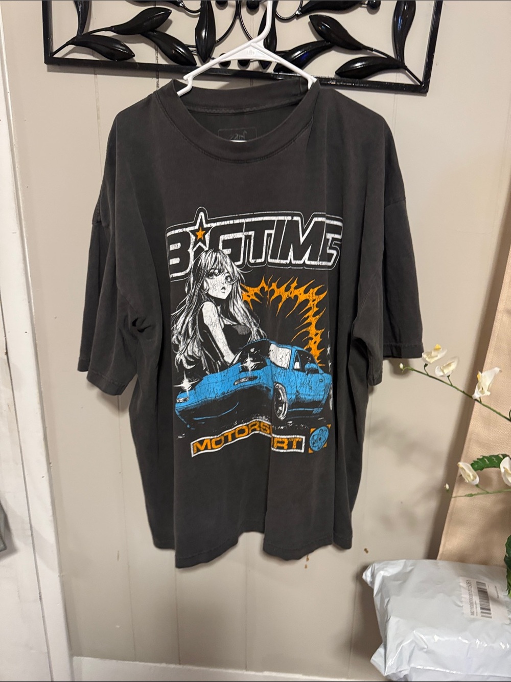 Graphic Kids T-Shirt - Black with Blue & Orange Print